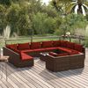 vidaXL 12-tlg. Garten-Lounge-Set mit Kissen Braun Poly Rattan