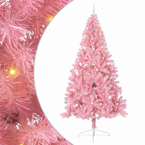 vidaXL K&uuml;nstlicher vorbeleuchteter Weihnachtsbaum Rosa 240 cm PVC