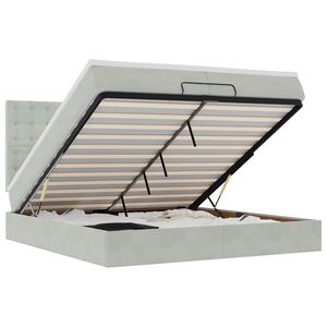 vidaXL Ottoman-Bett mit Matratzen & LEDs Hellgrau 200x200 cm Samt