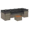 vidaXL 8-tlg. Garten-Sofagarnitur mit Kissen Grau Poly Rattan
