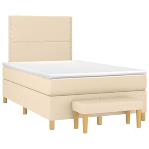 vidaXL Boxspringbett mit Matratze Creme 120x190 cm Stoff