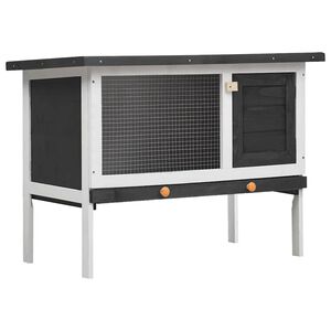 vidaXL Kaninchenstall 1 Ebene Grau Holz