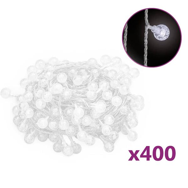 vidaXL Lichterkette Kugeln 40 m 400 LED Kaltweiß 8 Funktionen