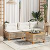 vidaXL Gartensofa mit Kissen 3-Sitzer Beige Poly Rattan