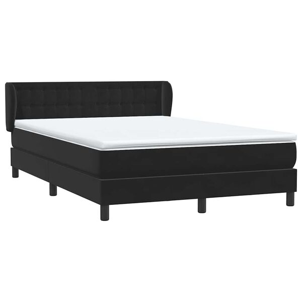 vidaXL Boxspringbett mit Matratze Schwarz 140x210 cm Samt