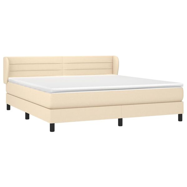 vidaXL Boxspringbett mit Matratze Creme 160x200 cm Stoff