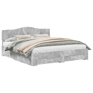 vidaXL Bettrahmen mit Schubladen Beton Grau 200 x 200 cm Holzwerkstoff