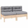 vidaXL 2-Sitzer-Gartensofa mit Grauen Kissen Massivholz Kiefer