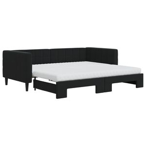 vidaXL Tagesbett Ausziehbar mit Matratzen Schwarz 90x190 cm Samt