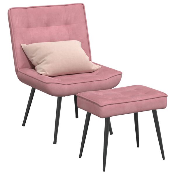 vidaXL Relaxsessel mit Hocker Rosa Samt
