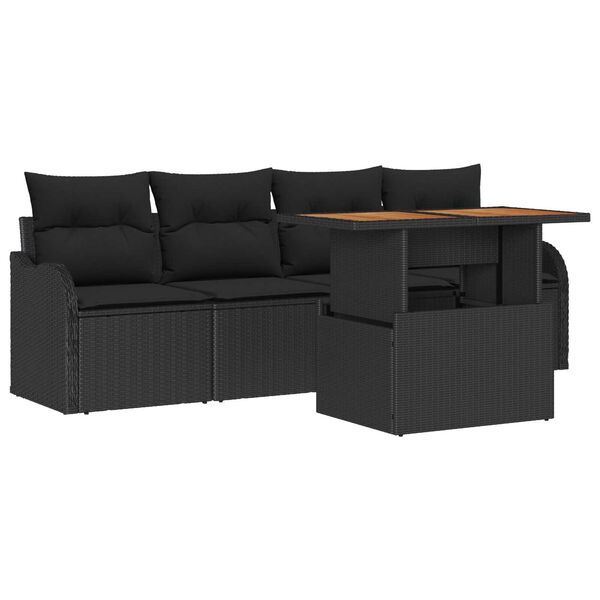 vidaXL Gartensofa-set mit Speicher 5 pcs Schwarz Poly-Rattan