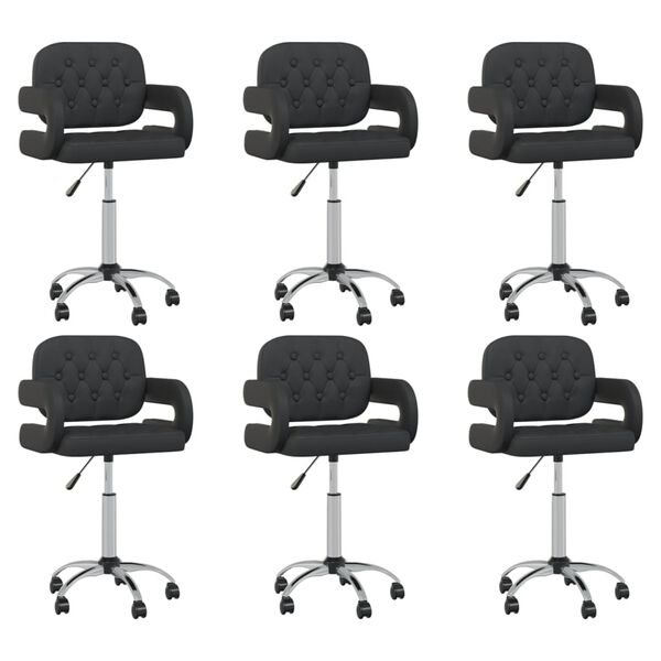 vidaXL Esszimmerst&uuml;hle 6 Stk. Drehbar Schwarz Kunstleder