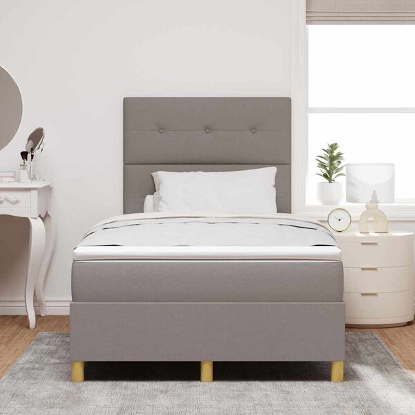 vidaXL Boxspringbett mit Matratze Taupe 120 x 190 cm Stoff