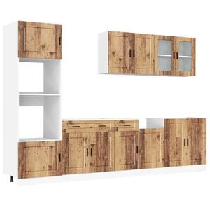 vidaXL 7-tlg. K&uuml;chenschrank-Set Porto Altholz-Optik Holzwerkstoff