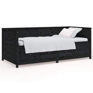 vidaXL Tagesbett Schwarz 75x190 cm Massivholz Kiefer