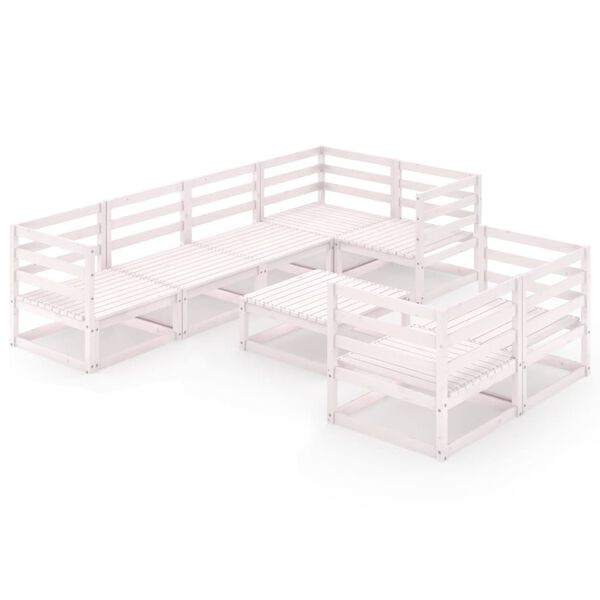 vidaXL 8-tlg. Garten-Lounge-Set Wei&szlig; Massivholz Kiefer