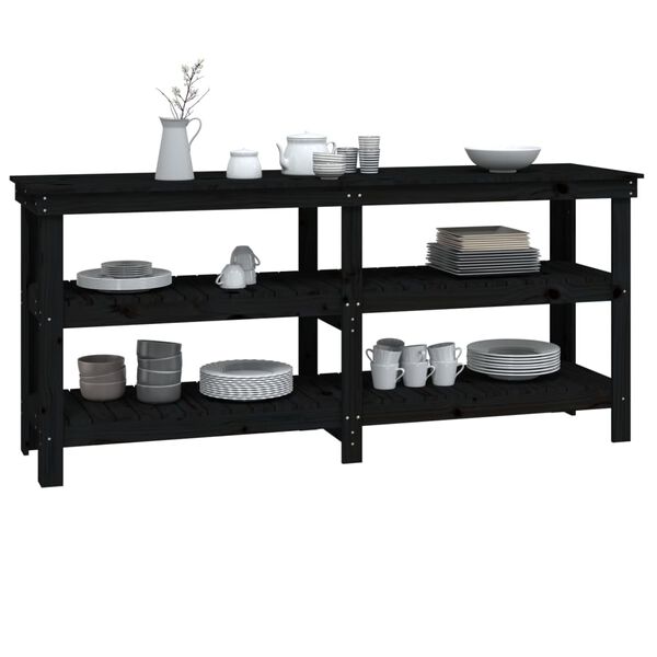 vidaXL Werkbank Schwarz 181x50x80 cm Massivholz Kiefer