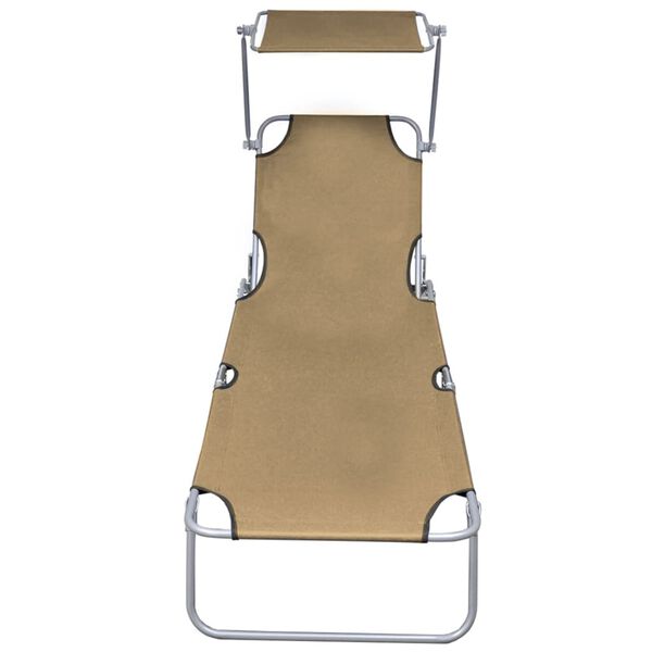 vidaXL Klappliege mit Sonnenschutz Taupe Aluminium