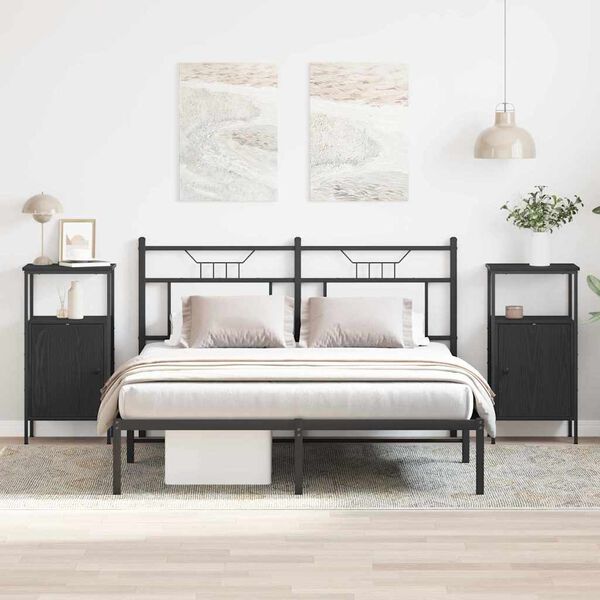 vidaXL Nachttisch 2 pcs Schwarz Eichen-Optik 41 x 31 x 80 cm