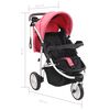 vidaXL 3-Rad-Kinderwagen Rosa und Schwarz