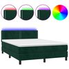 vidaXL Boxspringbett mit Matratze & LED Dunkelgr&uuml;n 140x200 cm Samt