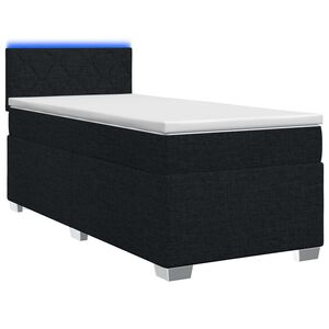 vidaXL Boxspringbett mit Matratze und LED Schwarz 90 x 190 cm Stoff