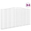 vidaXL Gabionen mit Hochbogen 4 Stk. 400x30x200/220cm Verzinktes Eisen