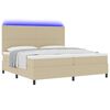 vidaXL LED Boxspringbett Hellgrau und Wei&szlig; 200 x 200 cm Cordstoff