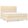 vidaXL Boxspringbett mit Matratze Creme 160x200 cm Stoff