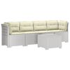 vidaXL 4-Sitzer Gartensofa mit Kissen Rattan Look PP Wei&szlig;