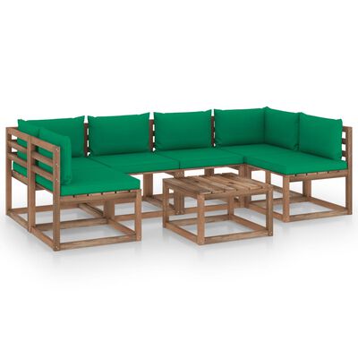 vidaXL 7-tlg. Garten-Lounge-Set aus Paletten mit Kissen Kiefernholz