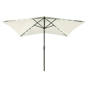 vidaXL Sonnenschirm mit LEDs und Stahl-Mast Sandwei&szlig; 2x3 m