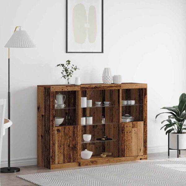 vidaXL LED-Sideboard Altholz 142,5 x 37 x 100 cm Holzwerkstoff