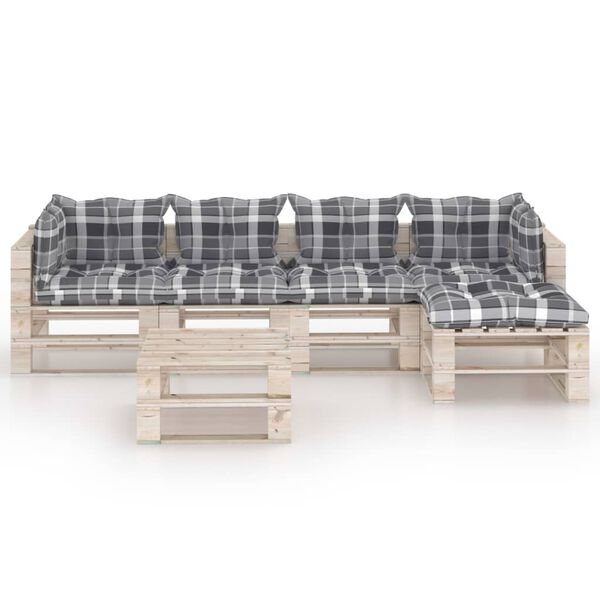 vidaXL 6-tlg. Garten-Lounge-Set aus Paletten mit Kissen Kiefernholz