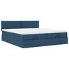 vidaXL Ottoman-Bett mit Matratzen & LEDs Blau 160x200 cm Stoff