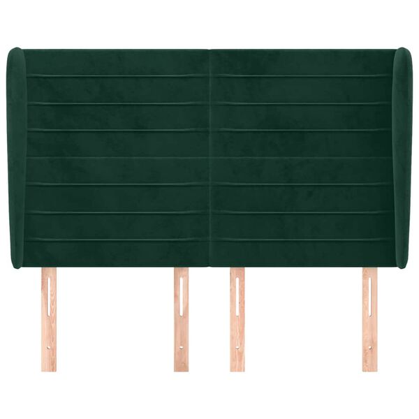 vidaXL Kopfteil mit Ohren Dunkelgr&uuml;n 147x23x118/128 cm Samt