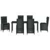 vidaXL Garten Essgruppe mit Kissen 7 pcs Schwarz Poly-Rattan