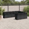 vidaXL 10-tlg. Garten-Sofagarnitur mit Kissen Schwarz Poly Rattan