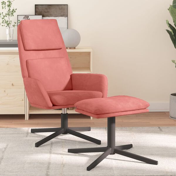 vidaXL Relaxsessel mit Hocker Rosa Samt