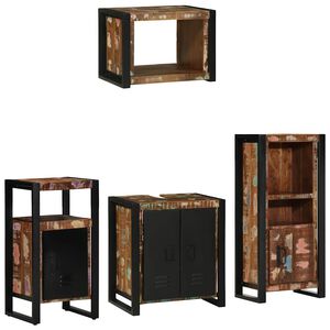vidaXL Badezimmerm&ouml;bel-Set 4 Stk. Mehrfarbig und Schwarz