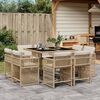 vidaXL 9-tlg. Garten-Essgruppe mit Kissen Beige Poly Rattan