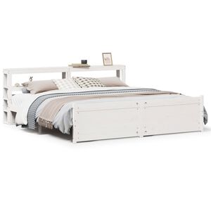 vidaXL Bettgestell mit Kopfteil ohne Matratze Wei&szlig; 180x200 cm