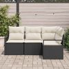 vidaXL Garten-Sofa-Set mit Kissen mit Speicher 4 pcs Schwarz und Creme