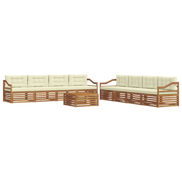 vidaXL Outdoor-Sofagarnitur mit Kissen 9 pcs Natur und Creme