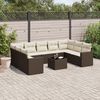 vidaXL 10-tlg. Garten-Sofagarnitur mit Kissen Braun Poly Rattan