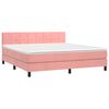 vidaXL Boxspringbett mit Matratze & LED Rosa 180x200 cm Samt