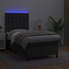 vidaXL Boxspringbett mit Matratze & LED Schwarz 90x190 cm Kunstleder