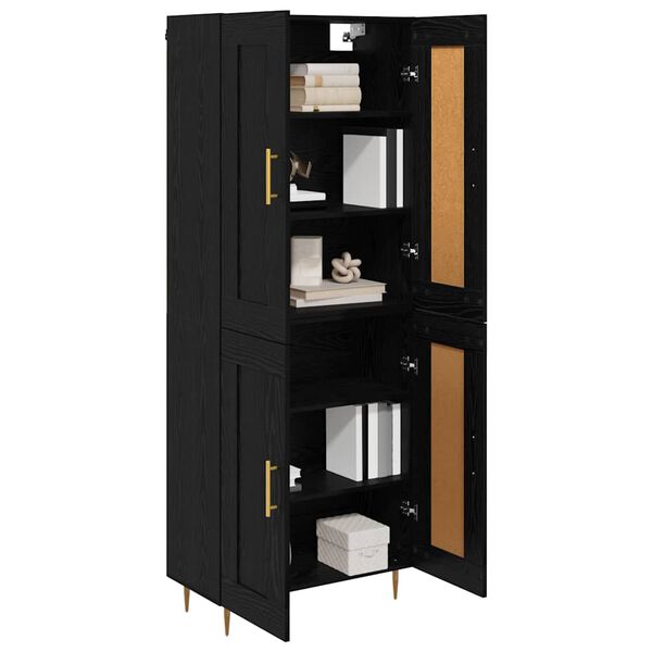 vidaXL Highboard Schwarz Eichen-Optik 69,5 x 34 x 180 cm Holzwerkstoff
