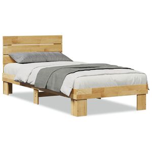 vidaXL Massivholzbett mit Kopfteil ohne Matratze 75x190 cm Eichenholz