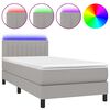 vidaXL Boxspringbett mit Matratze & LED Hellgrau 80x200 cm Stoff